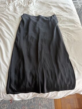 Satin Midi Slip Skirt w/ Slit